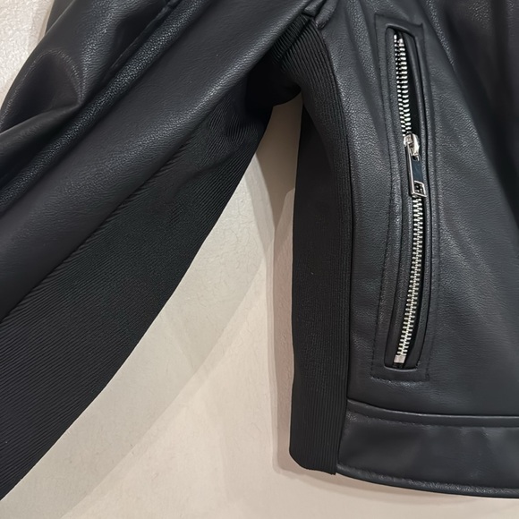 ZARA Black MOTO style pleather ZIP jacket- like new in Sz. XXL - Picture 8 of 16